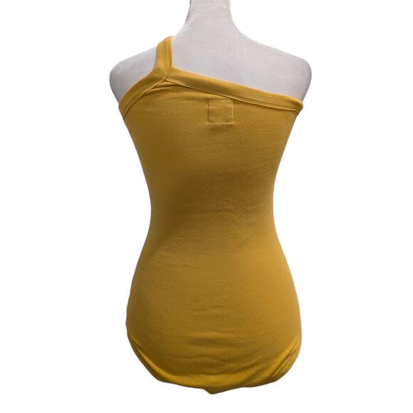 raised by water Yellow One Strap Ribbed Bodysuit XS - Picture 3 of 6